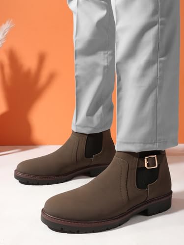 Image of Carlton London Men's Comfortable Chelsea Boot with Buckle