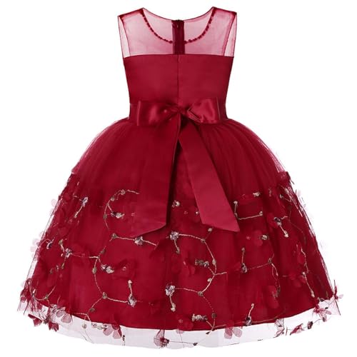 Robe pailletée en satin fille avec manches bouffantes et jupe princesse