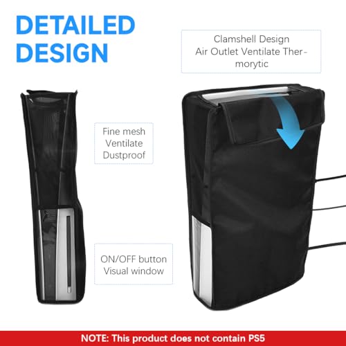 Image of ZORBES Nylon Dust Cover for Sony PS5 Console, Protective case for PlayStation 5 Console, with Top Air Vent Flap & Pre-Open Cuts for Ports, for PS5 Accessories Digital Edition&Disc Edition