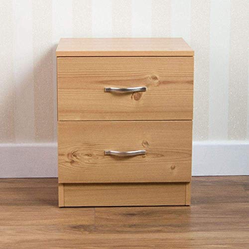 Vida Designs Large Pine Bedside Cabinet, 2 Drawer With Metal Handles and Runners, Unique Anti-Bowing Drawer Support, Riano Bedroom Furniture - Image 5