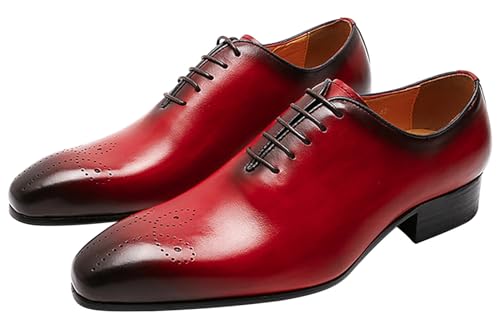 Image of Santimon Mens Oxfords Formal Dress Genuine Leather Handmade Derby Casual Brogues Oxfords Tuxedo Fashion Walking Shoes for Men