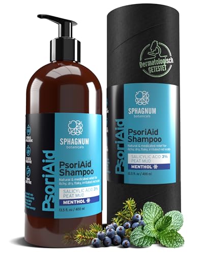 Sphagnum Botanicals Psoriasis Shampoo mit Salicylsäure – Natürliche Formel mit Torf und Menthol für trockene, schuppige & empfindliche Kopfhaut. 400ml