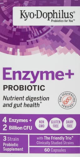 Kyo-Dophilus Probiotic Plus Enzymes, 60 Capsules (Packaging May Vary)