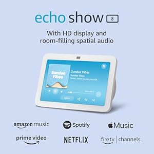 Amazon Echo Show 8 (newest model), With Spatial Audio, Smart Home Hub, and Alexa, Glacier White