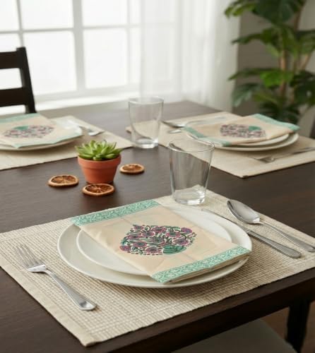 Image of BLOCKS OF INDIA Hand Block Print Cotton Table Napkin (Color 10)