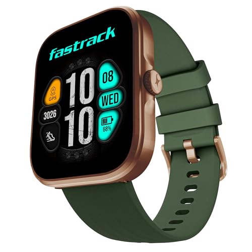 Image of Fastrack Discovery Smart Watch, 4.9 CM AMOLED Display, SingleSync BT Calling, Built-in GPS, 100+ Multisport, Auto Recognition of Multisport, 5 Days Battery Life, 100+ Smartwatch Faces (Green)
