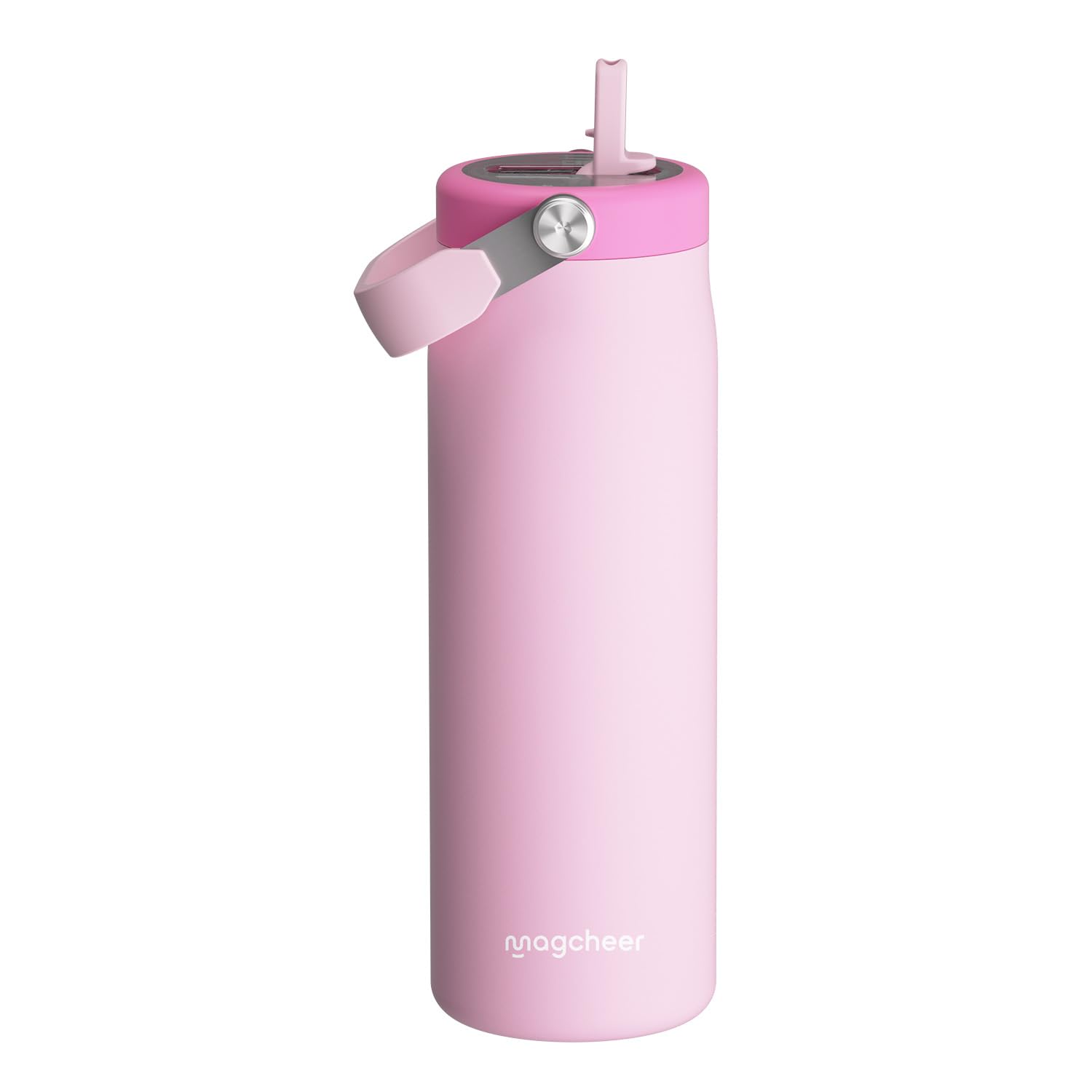 magcheer Insulated Ceramic Lined Water Bottle with Straw 750ml | Stainless Steel Water Bottle with Handle | Leakproof & BPA-Free | Fits Cup Holders | Great for Office School Travel(Pink)
