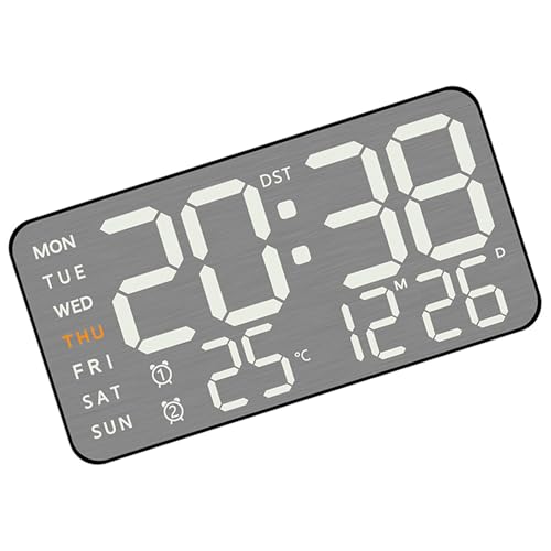 MLWSKKING - Reloj de alarma digital de metal con Snoozes función de visualización ajustable Fecha para uso dormitorio oficina