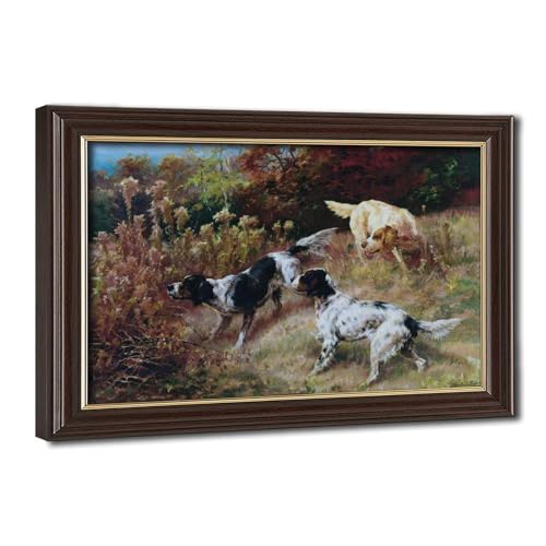 Toile premium d'Edmund Henry Osthaus Three Setters on The Hunt avec cadre à suspendre