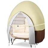 Bicherub Outdoor Patio Hanging Egg Chair Cover Waterproof Double Egg Chair Cover for Outdoor Furniture Egg Swing Loveseat Cover 91 X 87 Inches, Beige