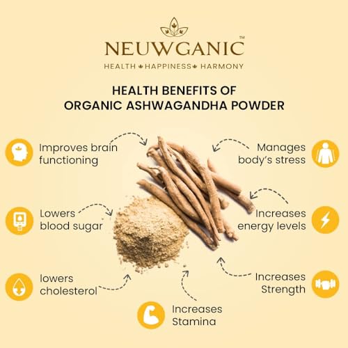 Image of Organic Ashwagandha Powder (Root) - Ashwagandha Churna - Important for Vitality & Strength - 190 Gm - Pack of 3