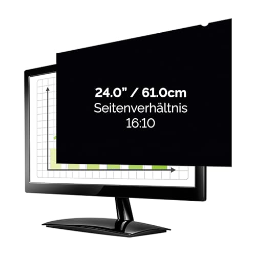 Fellowes PrivaScreen Black Out Sichtschutzfilter Blendschutz Blaulichtfilter für 24,0-Zoll-Monitore (Seitenverhältnis 16:10, 521 x 326 mm) Einfaches Anbringen/Entfernen Dank Quick-Reveal-Laschen