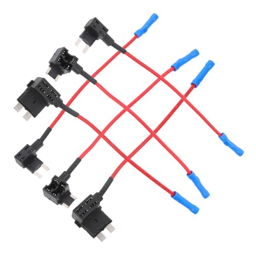 FIXOSHEE 6 piezas Kit Portafusibles Automotriz Mini y Mediano con Adaptador Fusible Tap Cable Calibre Protección contra Sobrecarga para Coche Camión Barco y Rv