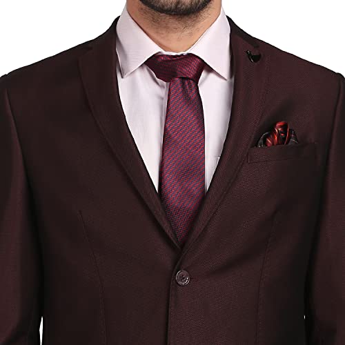 Image of Blackberrys Men Red Solid Slim Fit Suits