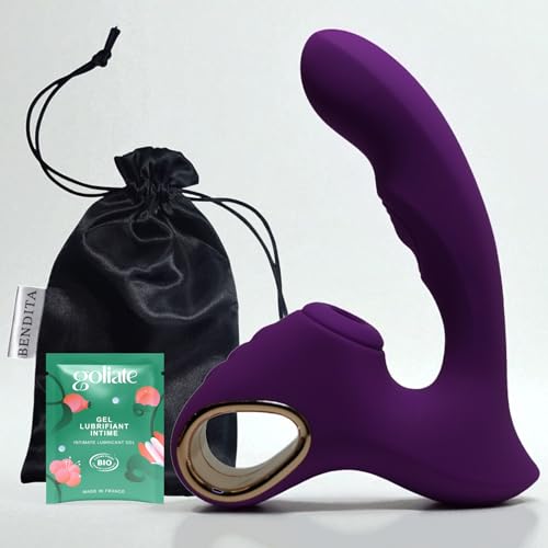 Succionador de clítoris 3 en 1 con vibración y punto G – Vibrador femenino silencioso de silicona médica, 23 modos, USB recargable, resistente al agua, con funda y lubricante | Glorya Bendita