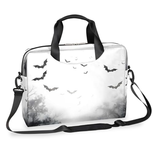 Maletín para laptop negro con diseño Halloween murciélagos 13-16"