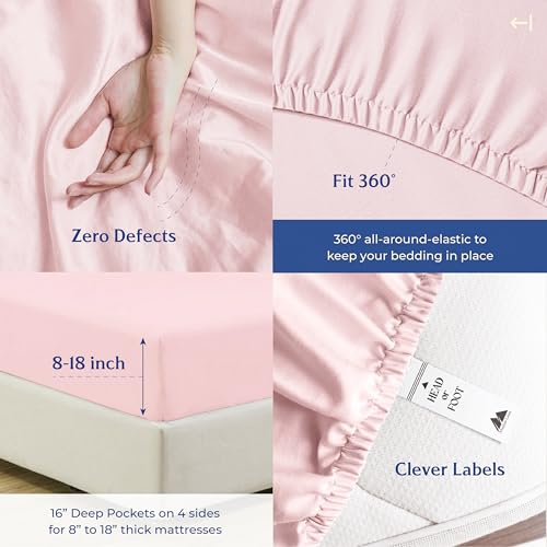 Image of Mayfair Linen Organic Cotton Sheets Twin XL Size, 16 inch Deep Pocket, Blush