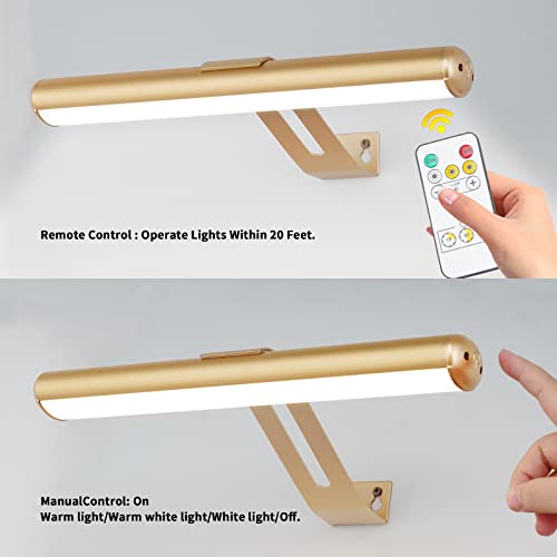 Ovicisk Led Picture Light, Picture Light For Paintings, Rechargeable Dartboard Light With 2 Remote, 300Lm, 13 Inch, Wireless Display Light With 2 Magnetic Light Base For Art Work, Accent, Frame-Gold #TOP2
