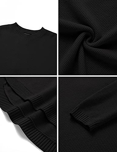 Merokeety Women's Long Sleeve Oversized Crew Neck Solid Color Knit Pullover Sweater Tops #TOP6