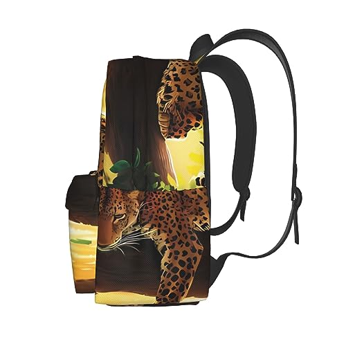 Sac à dos imprimé léopard imperméable et léger à grande capacité