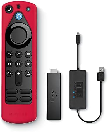 Fire TV Stick 4K Max Essentials Bundle with USB Power Cable and Remote Cover (Red)