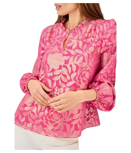 Lilly Pulitzer Women's Giana Long Sleeve Silk Top, Sun Shell Pink