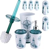 FH - Badezimmer Set Nr.2 - Seifenspender, Zahnputzbecher, Toilettenbürste, Haken Set Groß und...