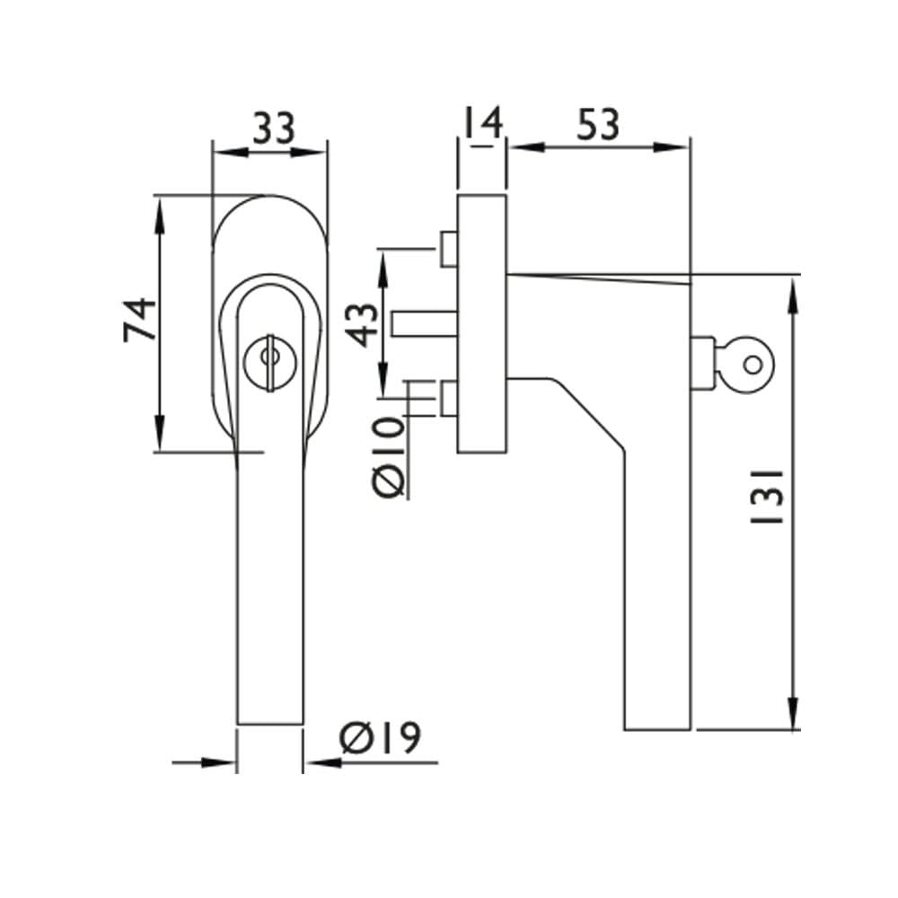 FELGNER Messina II - Set di 2 maniglie per finestra bloccabili da 100 nm | viti nascoste + rosetta ovale resistente alla corrosione | 2 chiavi – acciaio inox opaco