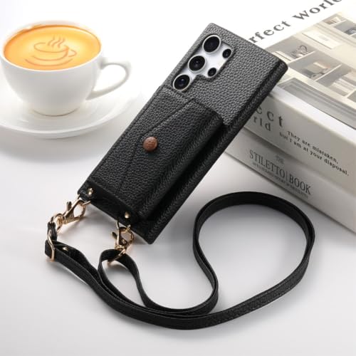 Coque bandoulière Samsung Galaxy A25 noire pour voyager léger en ville