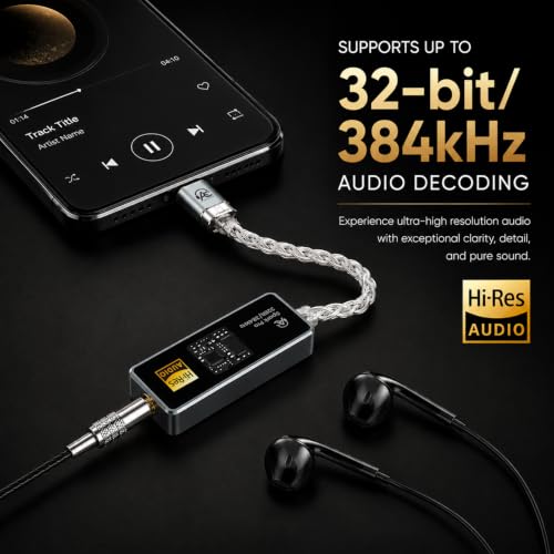 Image of AUDIOCULAR Spark Pro Hi-Res DAC & Amp, TypeC to 3.5mm Portable DAC Dongle, CX31993 DAC SGM8262 Amp, 32-bit /384kHz Audio, 122mW @ 32Ω, Aluminum Alloy, for Phones, Tablets, Laptops & IEMs (Grey)