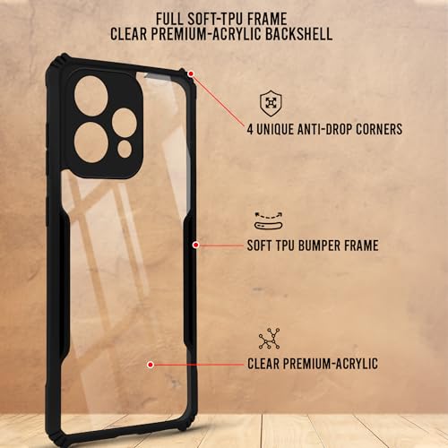 Image of Jkobi Hybrid Back Cover Case for Oppo Reno15 5G | Oppo Reno 15 5G (Shockproof with Polycarbonate Clear Panel | Professional Black)