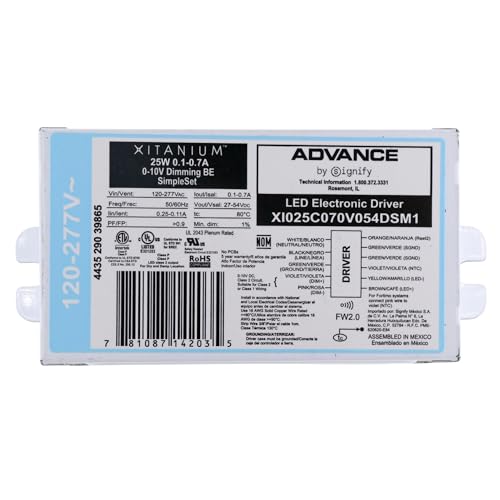 Image of Advance XI025C070V054DSM1 Xitanium 0-10V Dimming LED Driver, 25W, 54Vdc, 120 /277V