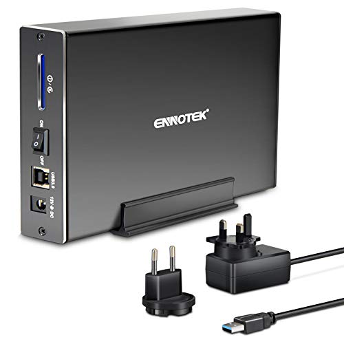 Ennotek Boîtier de disque dur externe USB 3.0 3,5" en aluminium pour disque dur SATA III HDD et SSD avec UASP Noir Cover