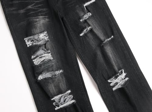 Image of QIMYUM Men's Wide-Leg Baggy Flex Jeans Relaxed Loose Fit Long Denim Pants