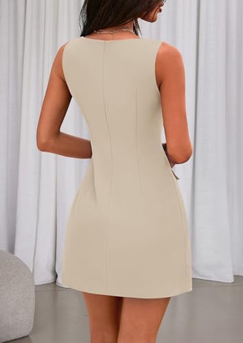 Image of PRETTYGARDEN Womens Sleeveless Summer Dresses 2026 Formal Boat Neck Bodycon Elegant A Line Business Work Office Mini Dress