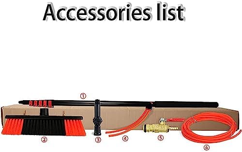 Window Cleaning Pole 13 36ft Extendable Window Cleaning Kit Window Cleaning Pole Steel Buckle Fixing,with 20m Water Supply Hose 30cm Water Hole Large Brush Head Roof Cleaning Tools