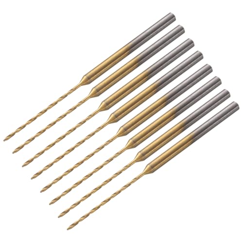 QUARKZMAN 8Pcs barrena Mini De 0.8mm, Brocas De Grabado Micro De 1mm, Acero De Alta Velocidad Con Vástago De 2.35mm Recubierto De Titanio Para Resina DIY, Ámbar Y Madera