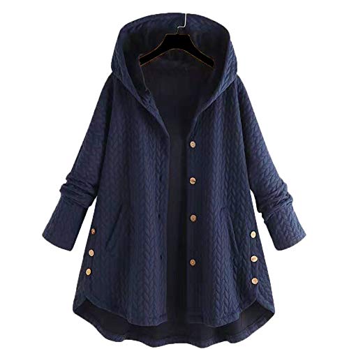 SLYZ Femmes Automne Et Hiver Mode Couleur Unie à Capuche Veste en Coton à Boutonnage Simple Mi-Longueur Irrégulière Haut pour Femmes Cover