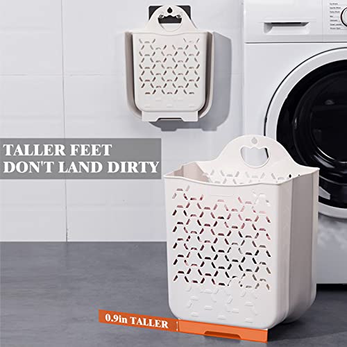 Laundry Basket Collapsible Laundry Hamper 2 Packs Clothes Hamper Protable Dirty Clothes Storage Basket Smart Saving Space Hampers For Laundry Dorm Room Ventilated Design (White) #TOP2