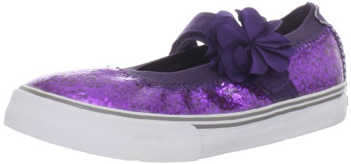Morgan & Milo Kid's Sparkle Floral Mary Jane Sneaker (Infant/Toddler/Little Kid), Deep Purple, 8.5 M US Toddler