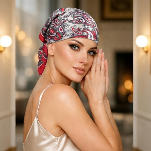 5er-Pack Damen Satintuch Quadratisch 60x60 cm, Seidiges Kopftuch Haaraccessoires Halstuch, Leichte Square Schals für Damen & Mädchen