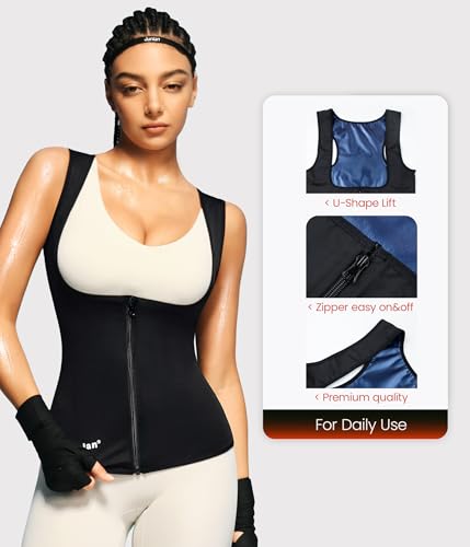 image for Junlan Sauna Suit for Women Waist Trainer Vest Sweat Tank Top Shaper f