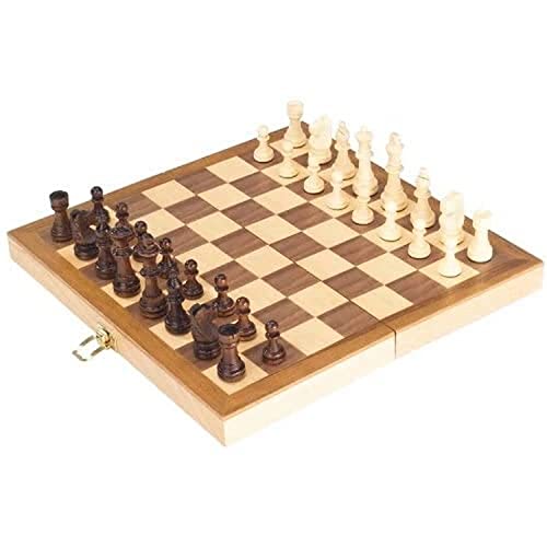 goki 56921 Schachspiel, 29,9 x 29,9 x 4,8 cm, Holzklappkassette, 33-teilig, Schachbrett mit Holzfiguren, Gesellschaftsspiel Strategie ab 7 Jahren, für Kinder & Erwachsene