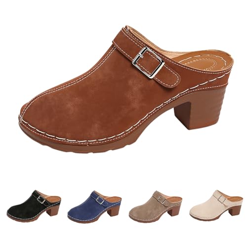 Zuecos para mujer con tacón en bloque zapatillas ortopédicas cómodas sandalias de cuña sandalias sin espalda zapatos de plataforma cerrados elegantes sandalias cómodas zapatos de verano con hebilla
