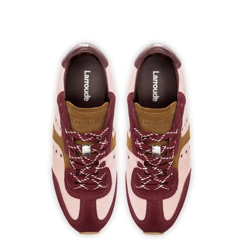 Stella Sneaker In Tulip, Russet And Wine Suede And Silver Metallic Leather4