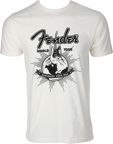 T-shirt Fender World Tour Vintage Blanc fini les hauts transparents et fragiles