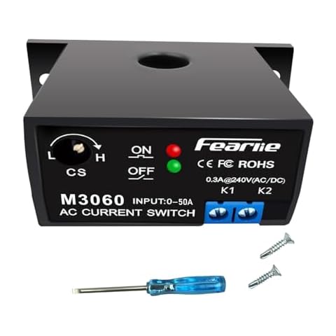 nodehawk Current Sensing Switch/Relay AC Current Sensing Switch 0-50A Normally Open Current Sensor Monitoring Relay,Linkage PLC Signal,Overload Controller(M3060) Cover