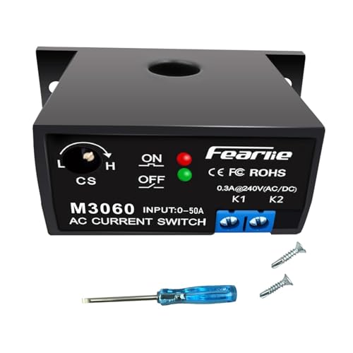 Current Sensing Switch/Relay AC Current Sensing Switch 0-50A Normally Open Current Sensor Monitoring Relay,Linkage PLC Signal,Overload Controller(M3060)