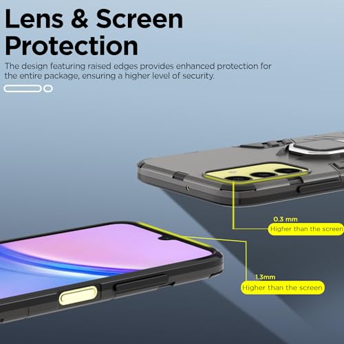 Image of Pikkme Samsung Galaxy A15 5G Back Cover | D5 Tough Armor Bumper | 360 Protection Case | Ring Holder Stand Case for Samsung Galaxy A15 5G (Black)
