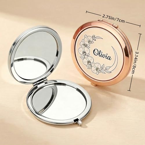Personalized Engraved Mini Makeup Mirror - 50% Off with Code